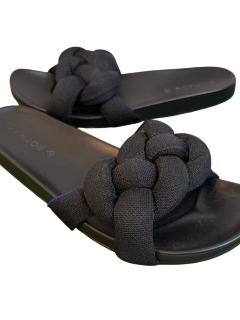 Rothy's The Bubble Slides Sandals Triple Black Womens Casual Shoes Size 9